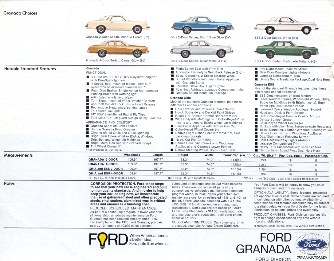 1978 Ford Granada Brochure Page 12